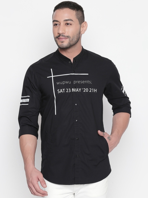 

Mufti Men Black Slim Fit Printed Casual Shirt