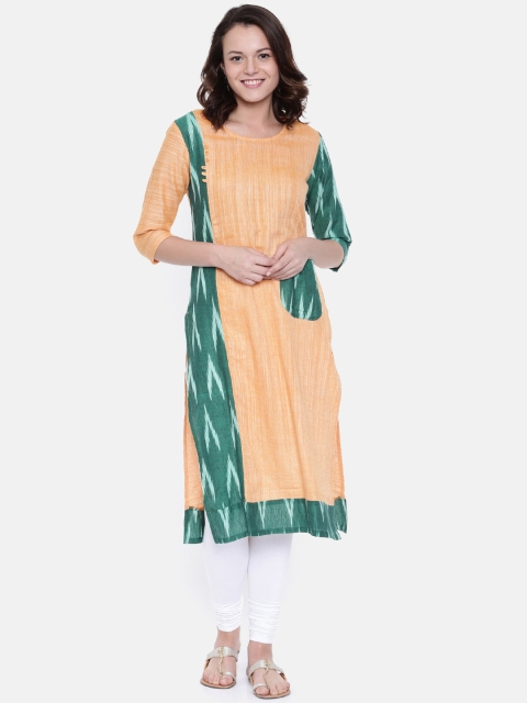 

Rasada Women Orange & Green Printed A-Line Kurta