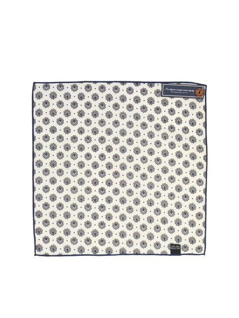 

PELUCHE Men Off-White & Navy Blue Printed Pocket Square