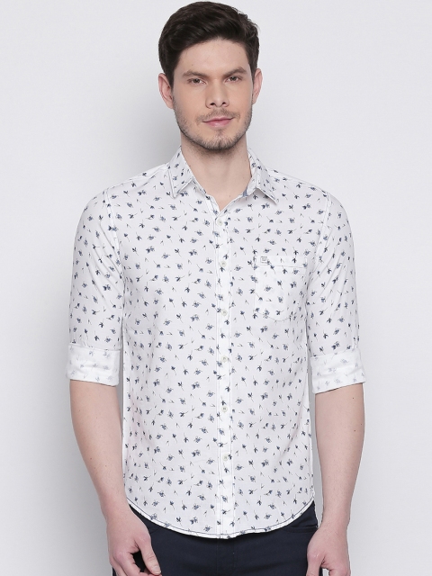 

Mufti Men White & Blue Slim Fit Printed Casual Shirt