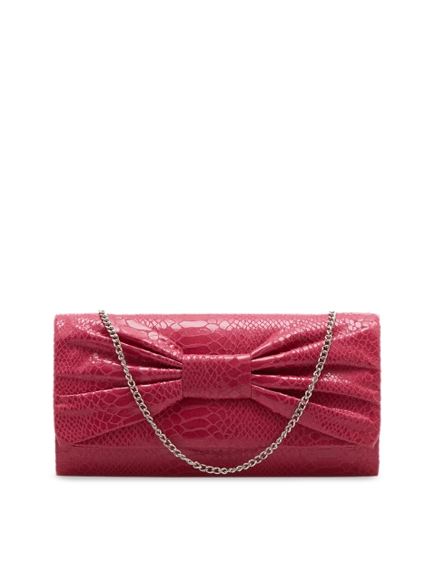 

Tarusa Magenta Snakeskin Textured Purse with Bow Detail