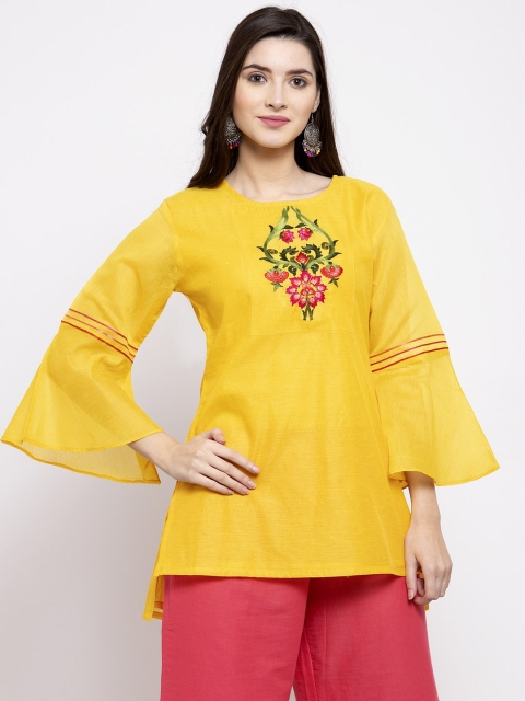 

Bhama Couture Women Yellow Embroidered Detail Tunic