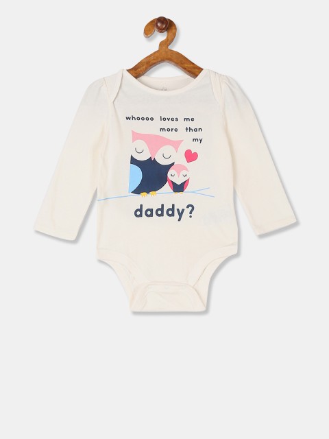 

GAP Girls White Long Sleeve Front Print Bodysuit, Off white
