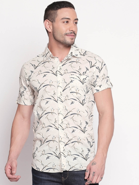 

Mufti Men Cream-Coloured Slim Fit Printed Casual Shirt