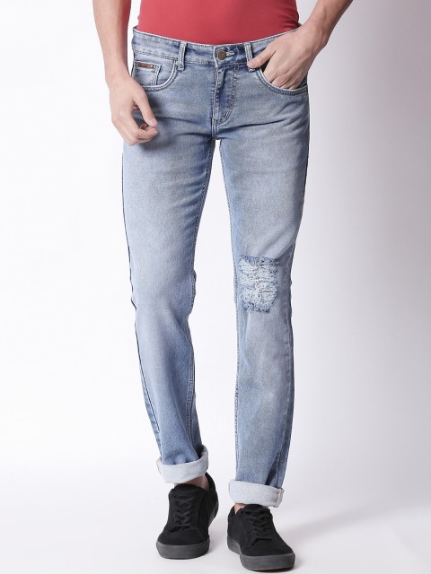 

BOLTS and BARRELS Men Blue Slim Fit Mid-Rise Low Distress Stretchable Jeans