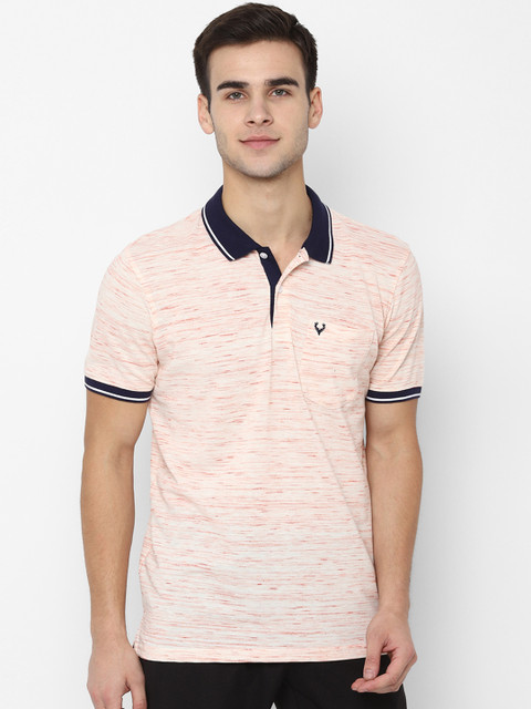 

Allen Solly Men Peach-Coloured Solid Polo Collar T-shirt