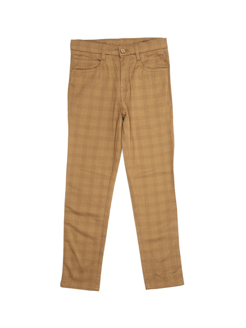 

Allen Solly Junior Boys Brown Regular Fit Checked Trousers