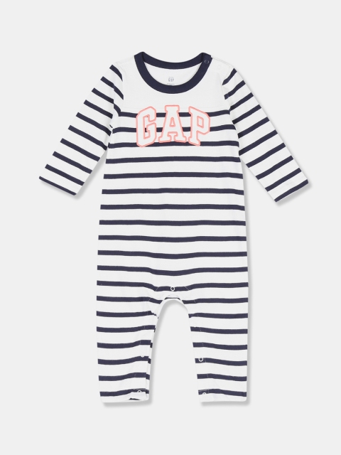 

GAP Baby Boy White & Navy Logo Stripe Bodysuit