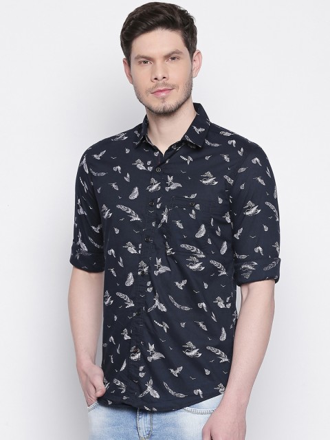 

Mufti Men Navy Blue Slim Fit Printed Casual Shirt