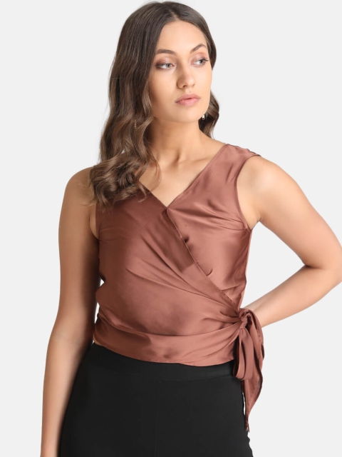 

Kazo Women Brown Solid Wrap Top