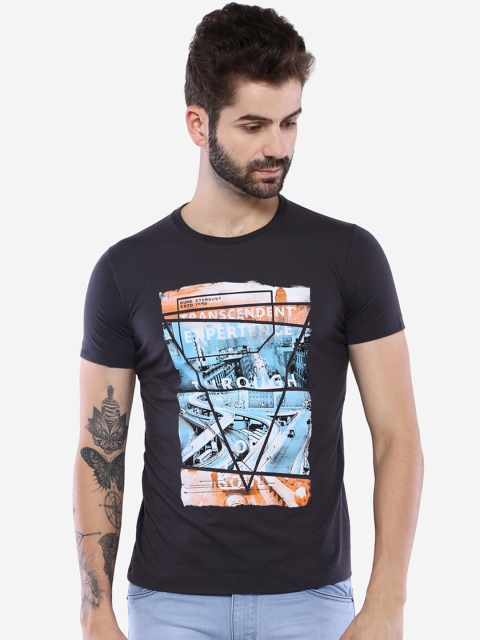 

Duke Men Navy Blue Printed Round Neck T-shirt