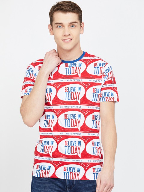 

Fame Forever by Lifestyle Men Red & White Printed Round Neck T-shirt
