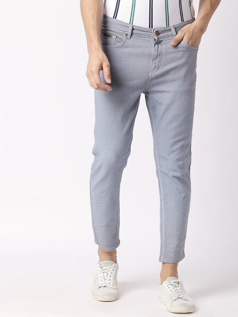 

BOLTS and BARRELS Men Grey Tapered Fit Mid-Rise Clean Look Jeans