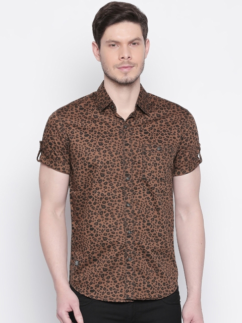 

Mufti Men Brown And Black Animal Print Casual Shirt