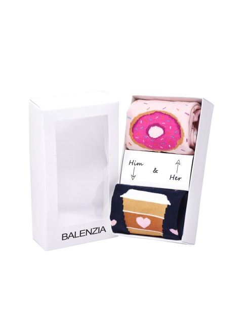 

Balenzia Unisex Pack of 2 Assorted Calf-Length Him & Her Special Edition Socks