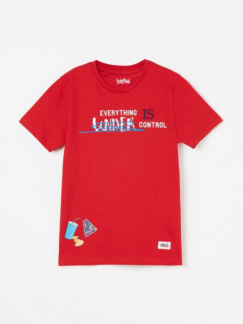 

Bossini Boys Red Printed Round Neck T-shirt