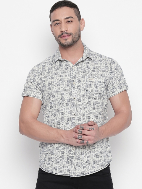 

Mufti Men Grey Slim Fit Printed Casual Shirt