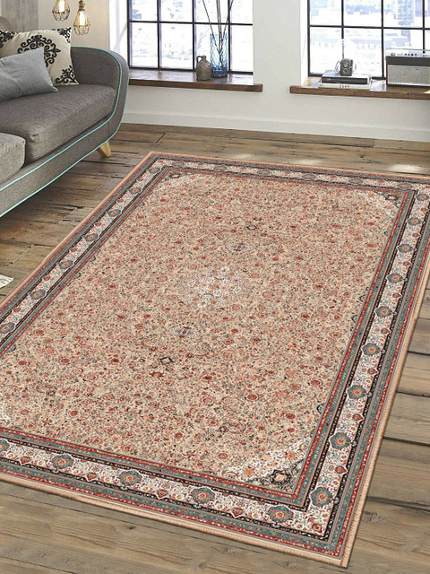 

Status Beige & Brown Ice Silk Velvet Touch Persian Hand-Tufted Carpet