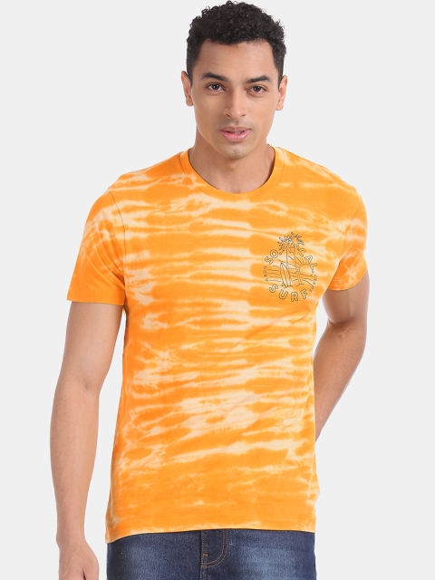 Aeropostale Men Yellow Dyed Round Neck T-shirt