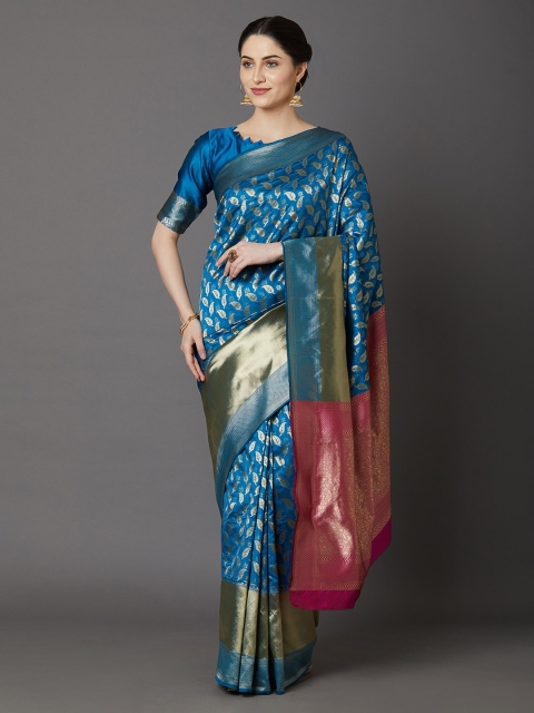 

Mitera Blue & Golden Woven Design Banarasi Saree