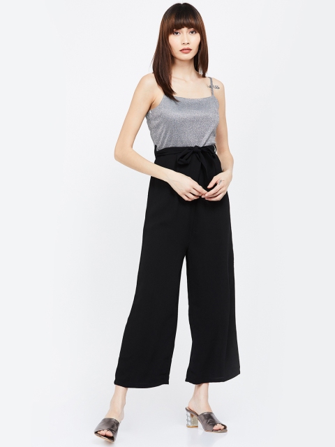 

Ginger by Lifestyle Women Black & Grey Solid Basic Jumpsuit