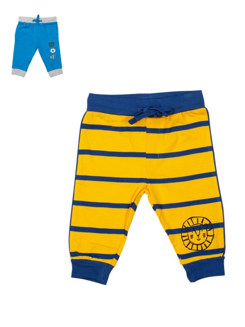 

MeeMee Infant Boys Pack of 2 Blue & Yellow Joggers, Multi