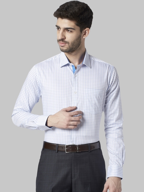 

Park Avenue Men White & Blue Slim Fit Checked Formal Shirt