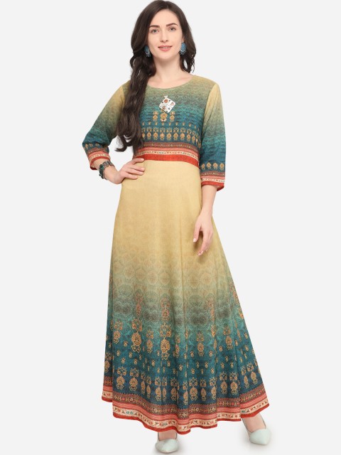 

Stylee LIFESTYLE Women Yellow Printed Art Silk A-Line Dress