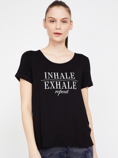 

Kappa Women Black Printed Styled Back Top