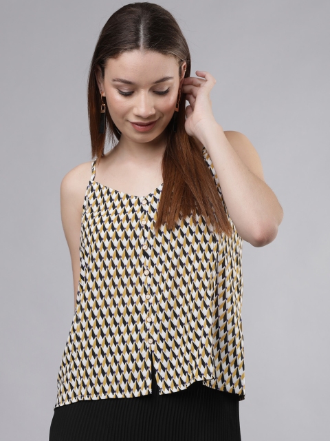 

Tokyo Talkies Women Yellow & Black Printed A-Line Top