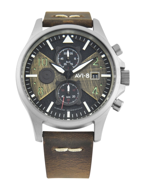 

AVI-8 Women Black & Olive Brown Chronograph Watch AV-4068-01