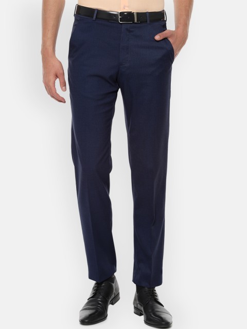 

Van Heusen Men Navy Blue Regular Fit Solid Regular Trousers