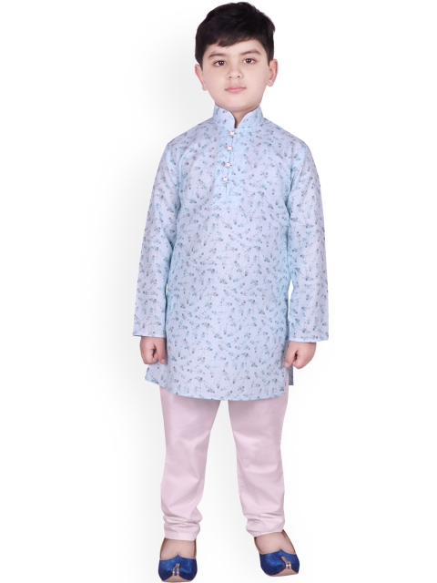 

SG YUVRAJ Boys Blue & White Printed Kurta with Pyjamas