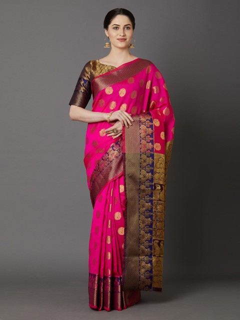 

Mitera Pink & Golden Woven Design Banarasi Saree