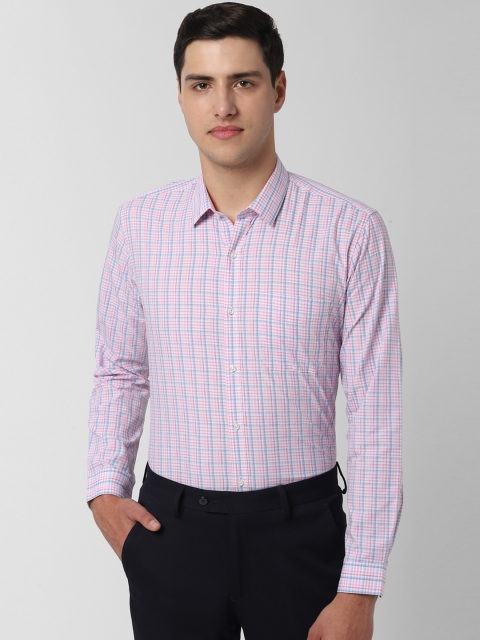 

Peter England Men Pink & Blue Regular Fit Checked Formal Shirt
