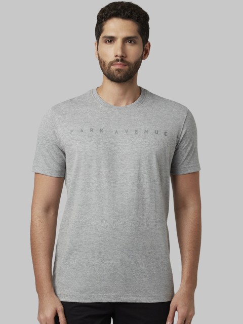 

Park Avenue Men Grey Printed Round Neck T-shirt
