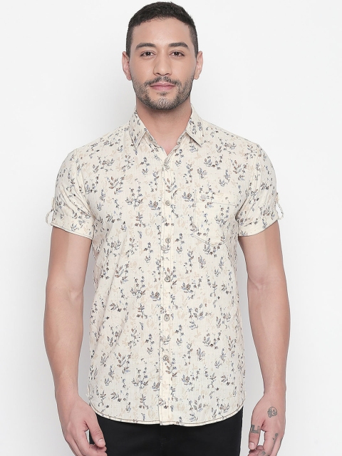 

Mufti Men Cream-Coloured Slim Fit Printed Casual Shirt