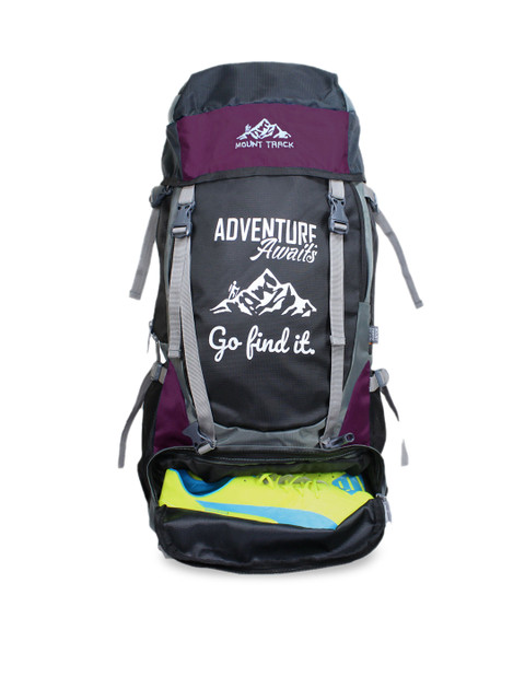 

MOUNT TRACK Unisex Black & Grey Colourblocked Large 55 litre Rucksack, Purple
