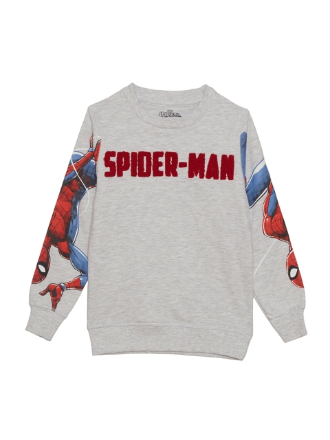

Spider-man Boys Grey Melange & Red Printed Sweatshirt