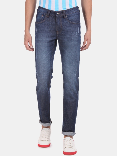 

Aeropostale Men Blue Super Skinny Fit Mid-Rise Low Distress Stretchable Jeans