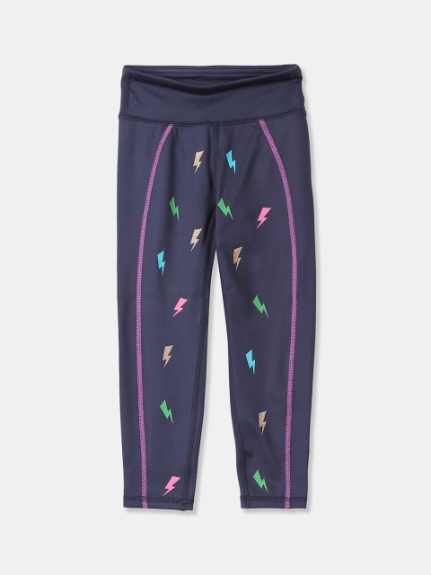 

GAP Girls Navy Lightning Print Fit Active Leggings, Navy blue