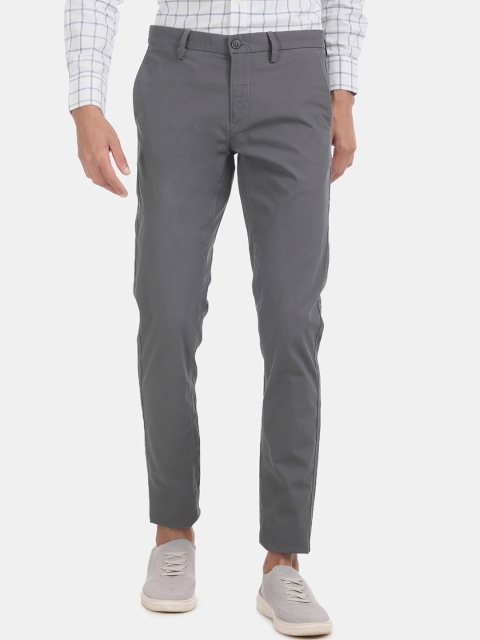 

U.S. Polo Assn. Men Grey Regular Fit Self Design Regular Trousers