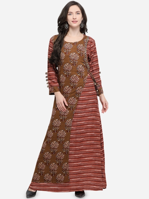 

Stylee LIFESTYLE Women Brown Printed A-Line Dress
