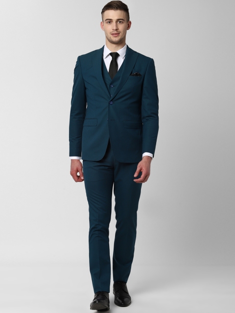 

Peter England Men Teal Green Self-Design Slim-Fit Single-Breasted Formal Suit