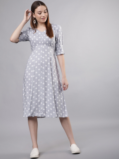 

Tokyo Talkies Women Grey Printed Empire Dress