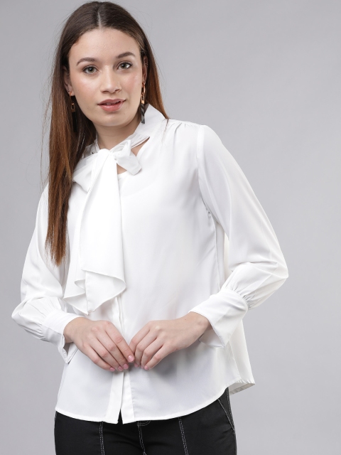 

Tokyo Talkies Women White Regular Fit Solid Casual Shirt