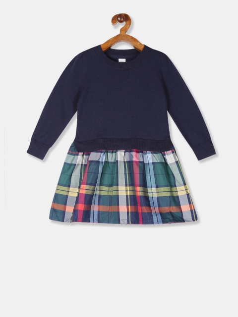 

GAP Girls Blue & Green Checked Twofer Dress