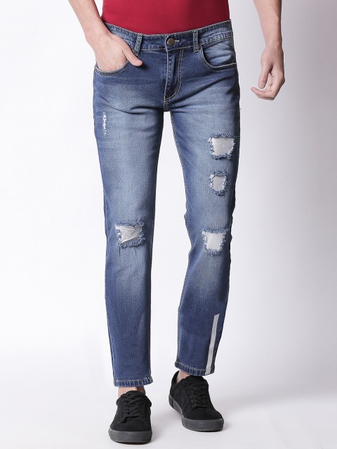 

BOLTS and BARRELS Men Blue Slim Fit Mid-Rise Low Distress Stretchable Jeans