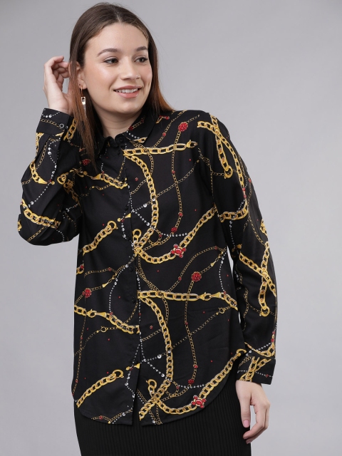 

Tokyo Talkies Women Black Regular Fit Printed Casual Shirt