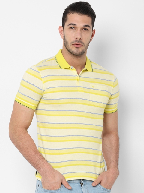 

Allen Solly Men Yellow & Beige Striped Polo Collar T-shirt